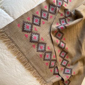Large Tan Wool Shawl - Great Gift